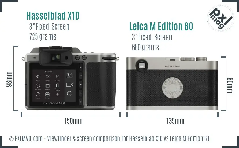Hasselblad X1D vs Leica M Edition 60 Screen and Viewfinder comparison