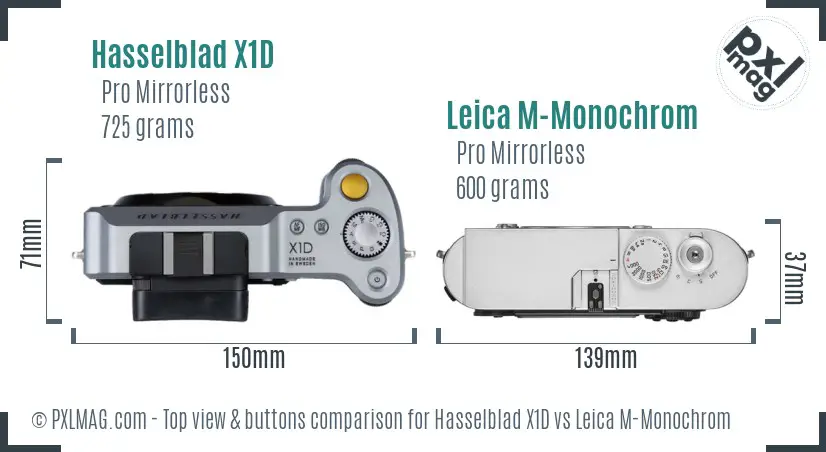 Hasselblad X1D vs Leica M-Monochrom top view buttons comparison