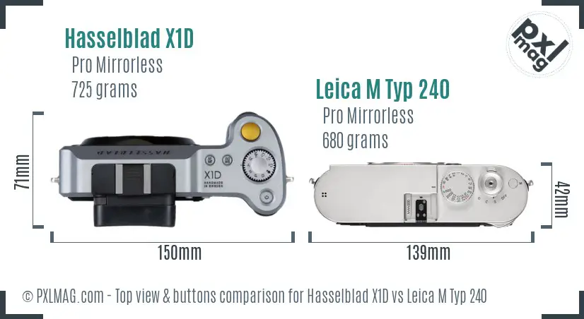 Hasselblad X1D vs Leica M Typ 240 top view buttons comparison