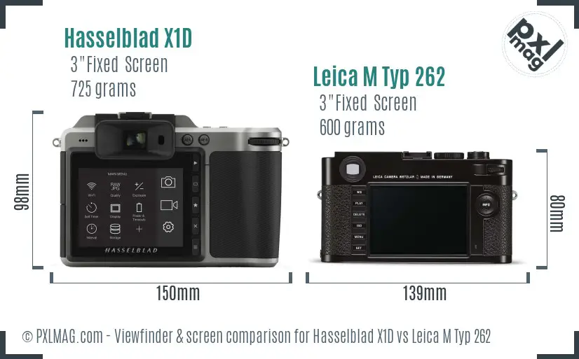 Hasselblad X1D vs Leica M Typ 262 Screen and Viewfinder comparison