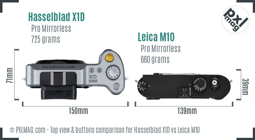 Hasselblad X1D vs Leica M10 top view buttons comparison