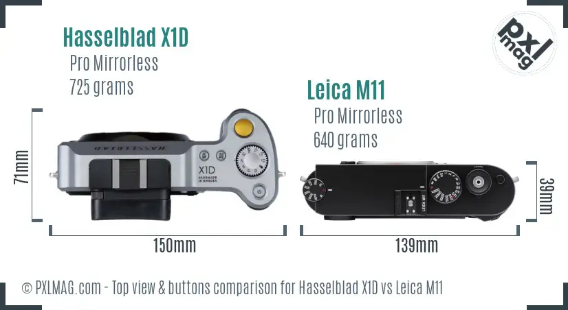 Hasselblad X1D vs Leica M11 top view buttons comparison