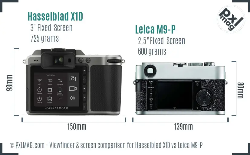 Hasselblad X1D vs Leica M9-P Screen and Viewfinder comparison