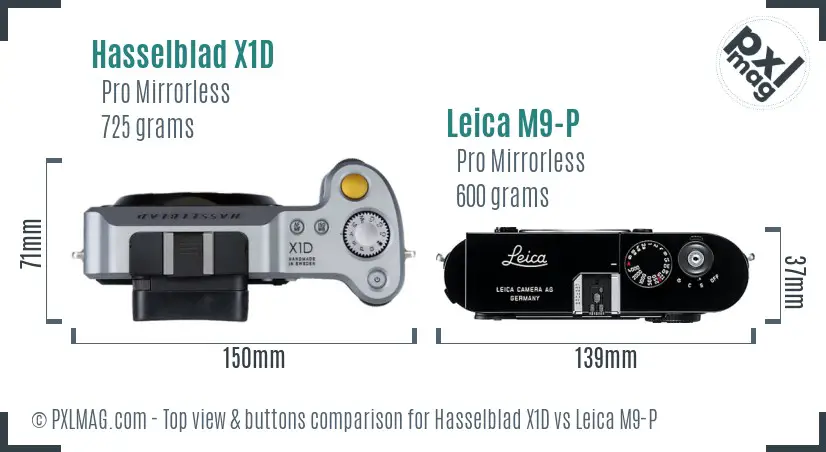 Hasselblad X1D vs Leica M9-P top view buttons comparison
