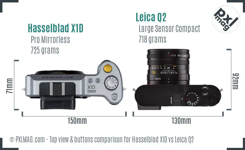 Hasselblad X1D vs Leica Q2 top view buttons comparison Hasselblad X1D vs Leica Q2 top view buttons comparison