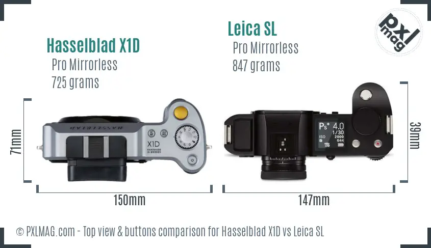 Hasselblad X1D vs Leica SL top view buttons comparison