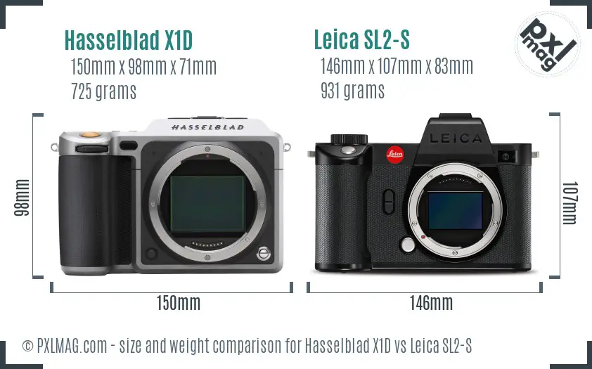 Hasselblad X1D vs Leica SL2-S size comparison