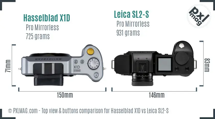 Hasselblad X1D vs Leica SL2-S top view buttons comparison