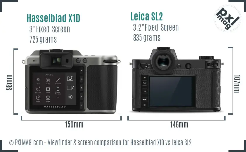 Hasselblad X1D vs Leica SL2 Screen and Viewfinder comparison