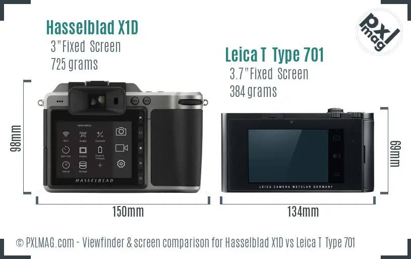 Hasselblad X1D vs Leica T  Type 701 Screen and Viewfinder comparison