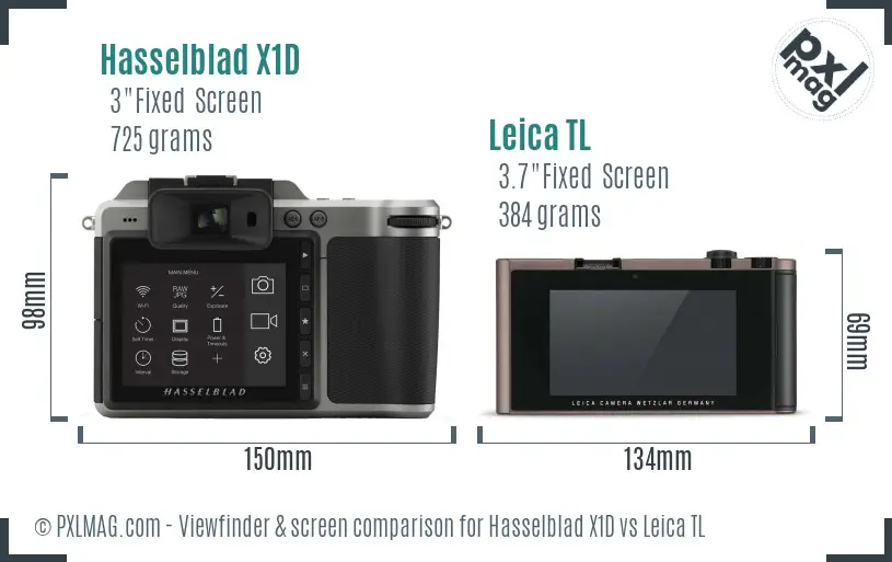 Hasselblad X1D vs Leica TL Screen and Viewfinder comparison