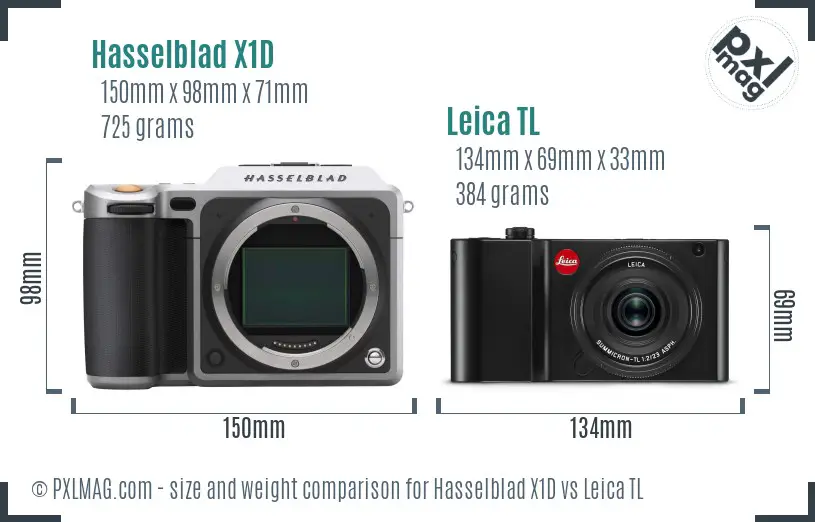 Hasselblad X1D vs Leica TL size comparison