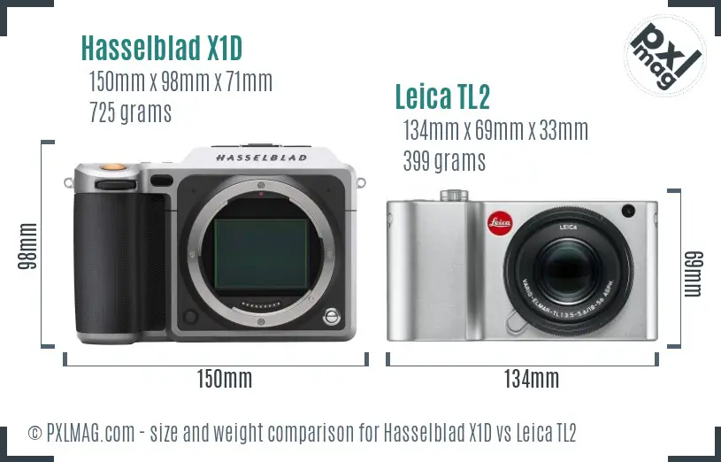 Hasselblad X1D vs Leica TL2 size comparison