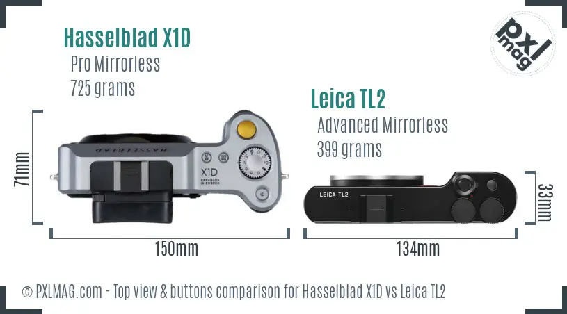 Hasselblad X1D vs Leica TL2 top view buttons comparison