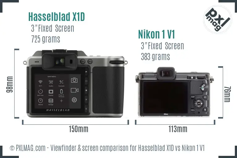 Hasselblad X1D vs Nikon 1 V1 Screen and Viewfinder comparison