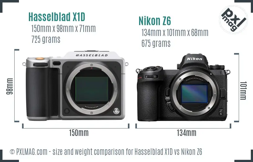 Hasselblad X1D vs Nikon Z6 size comparison