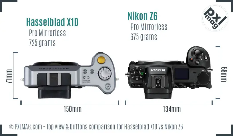 Hasselblad X1D vs Nikon Z6 top view buttons comparison