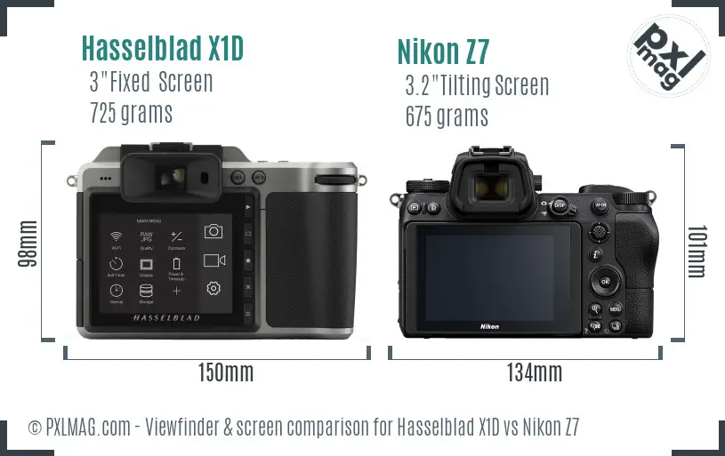 Hasselblad X1D vs Nikon Z7 Screen and Viewfinder comparison