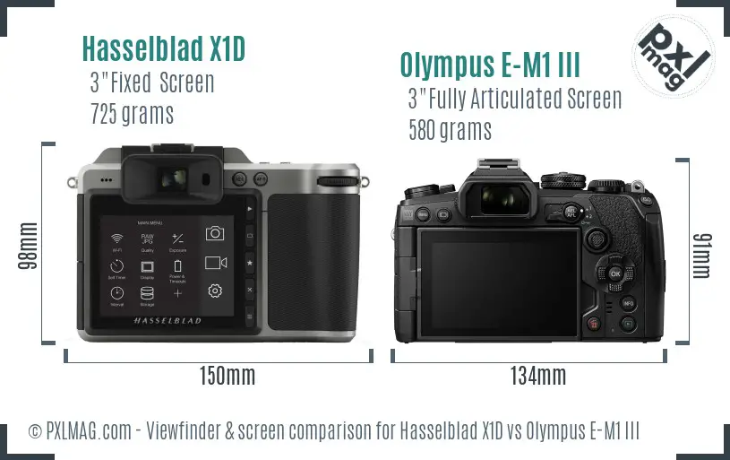 Hasselblad X1D vs Olympus E-M1 III Screen and Viewfinder comparison Hasselblad X1D vs Olympus E-M1 III Screen and Viewfinder comparison
