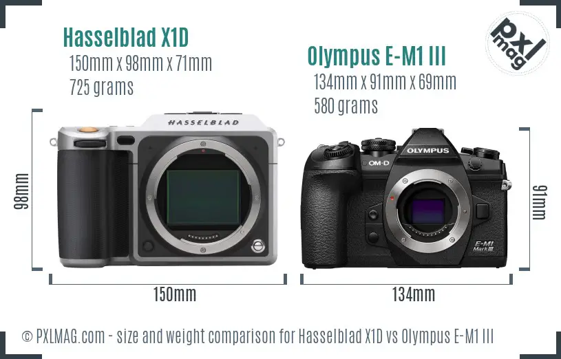 Hasselblad X1D vs Olympus E-M1 III size comparison Hasselblad X1D vs Olympus E-M1 III size comparison