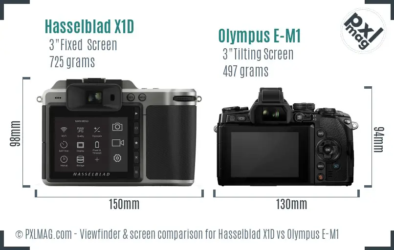 Hasselblad X1D vs Olympus E-M1 Screen and Viewfinder comparison