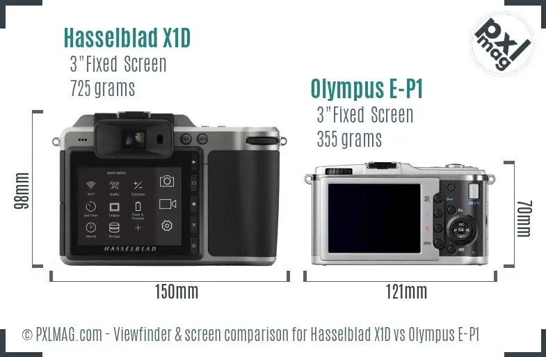 Hasselblad X1D vs Olympus E-P1 Screen and Viewfinder comparison