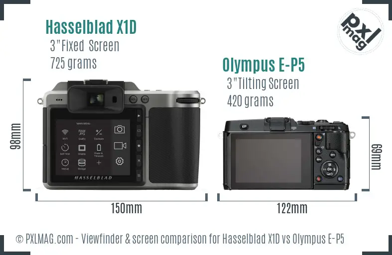 Hasselblad X1D vs Olympus E-P5 Screen and Viewfinder comparison Hasselblad X1D vs Olympus E-P5 Screen and Viewfinder comparison