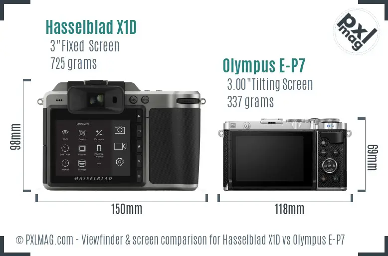 Hasselblad X1D vs Olympus E-P7 Screen and Viewfinder comparison