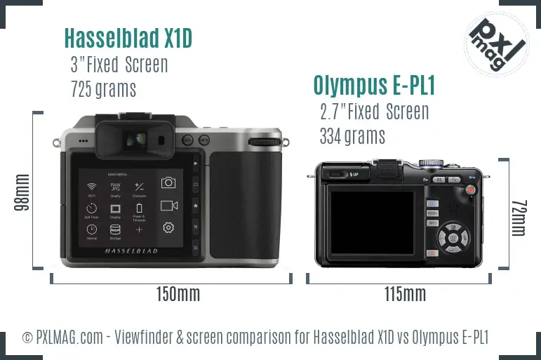 Hasselblad X1D vs Olympus E-PL1 Screen and Viewfinder comparison