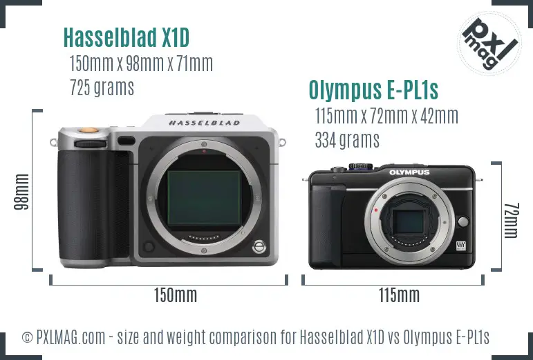 Hasselblad X1D vs Olympus E-PL1s size comparison