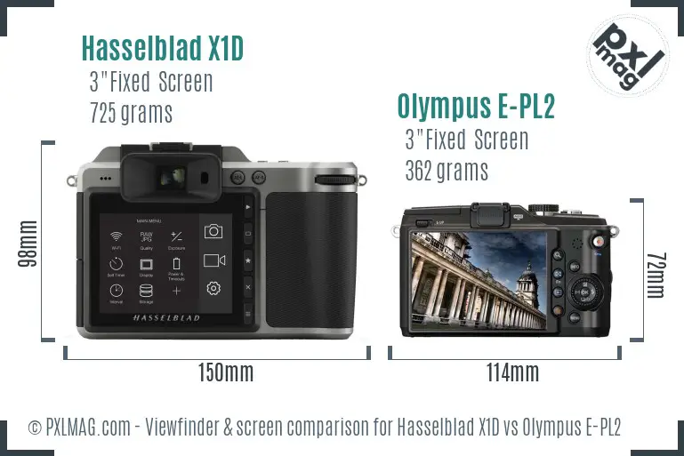 Hasselblad X1D vs Olympus E-PL2 Screen and Viewfinder comparison