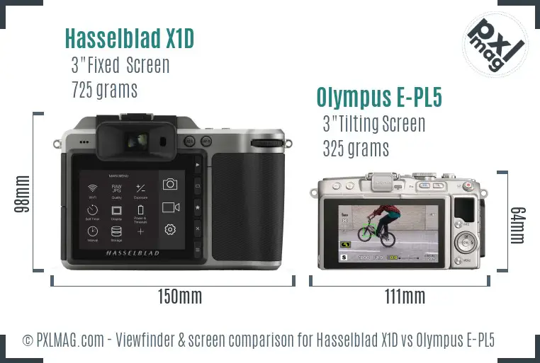 Hasselblad X1D vs Olympus E-PL5 Screen and Viewfinder comparison