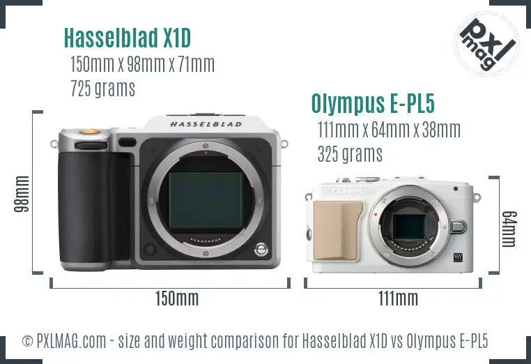 Hasselblad X1D vs Olympus E-PL5 size comparison