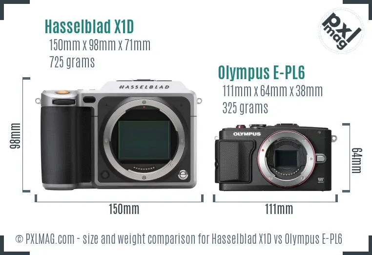 Hasselblad X1D vs Olympus E-PL6 size comparison