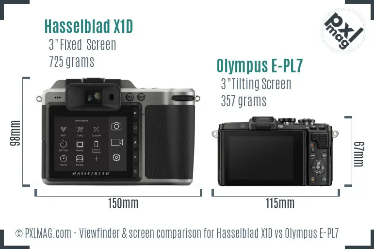 Hasselblad X1D vs Olympus E-PL7 Screen and Viewfinder comparison