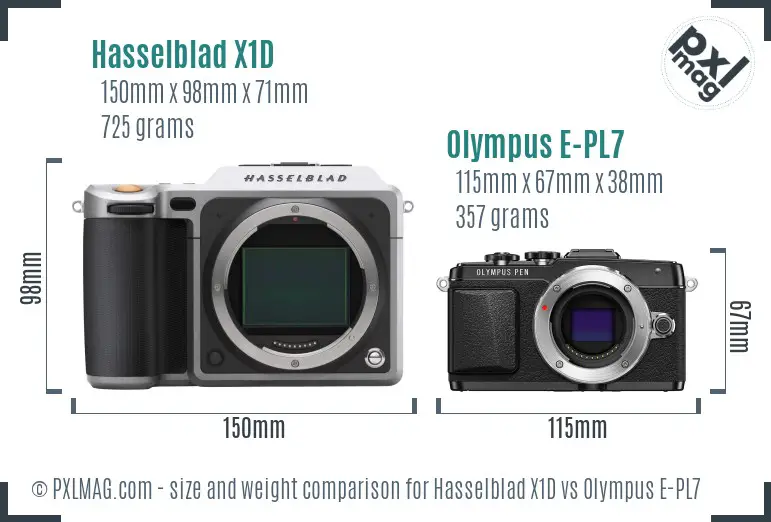 Hasselblad X1D vs Olympus E-PL7 size comparison