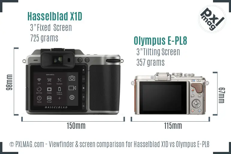 Hasselblad X1D vs Olympus E-PL8 Screen and Viewfinder comparison