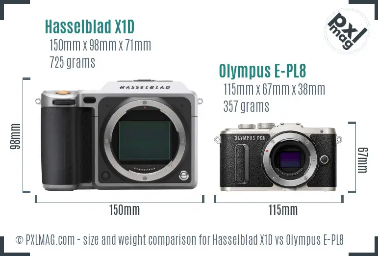 Hasselblad X1D vs Olympus E-PL8 size comparison