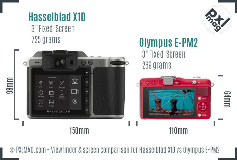 Hasselblad X1D vs Olympus E-PM2 Screen and Viewfinder comparison Hasselblad X1D vs Olympus E-PM2 Screen and Viewfinder comparison