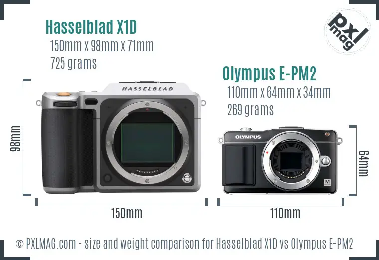 Hasselblad X1D vs Olympus E-PM2 size comparison Hasselblad X1D vs Olympus E-PM2 size comparison