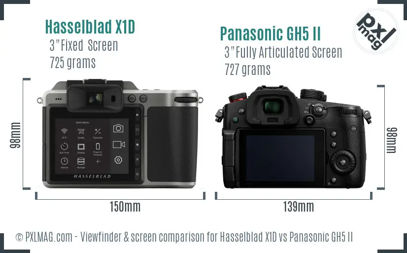 Hasselblad X1D vs Panasonic GH5 II Screen and Viewfinder comparison