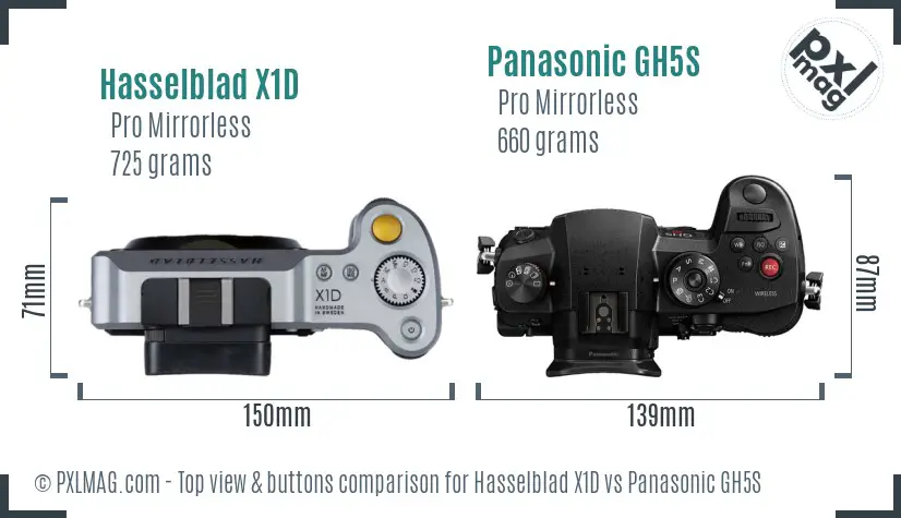 Hasselblad X1D vs Panasonic GH5S top view buttons comparison
