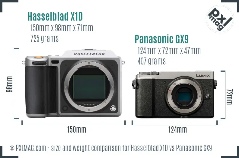 Hasselblad X1D vs Panasonic GX9 size comparison Hasselblad X1D vs Panasonic GX9 size comparison