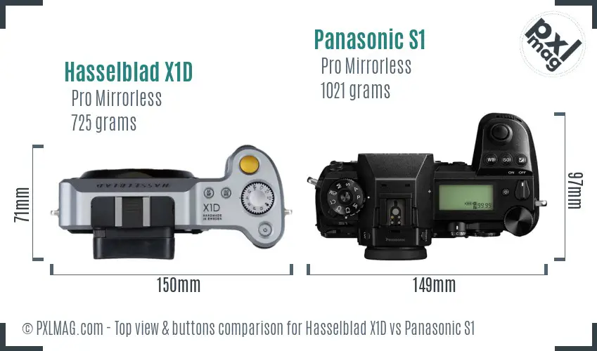Hasselblad X1D vs Panasonic S1 top view buttons comparison