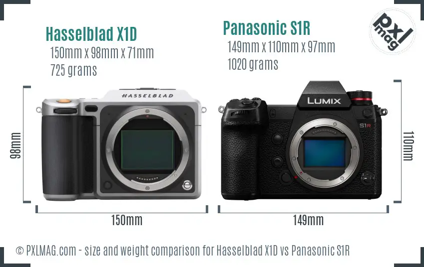 Hasselblad X1D vs Panasonic S1R size comparison