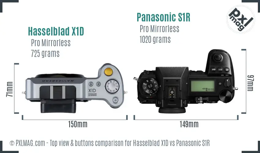 Hasselblad X1D vs Panasonic S1R top view buttons comparison