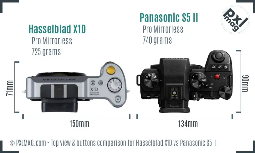 Hasselblad X1D vs Panasonic S5 II top view buttons comparison