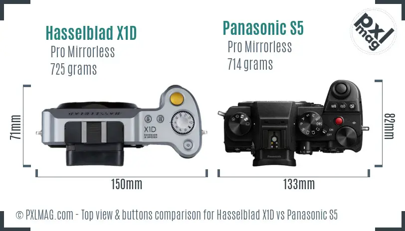 Hasselblad X1D vs Panasonic S5 top view buttons comparison