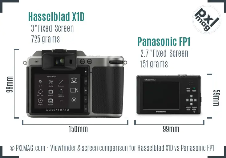 Hasselblad X1D vs Panasonic FP1 Screen and Viewfinder comparison