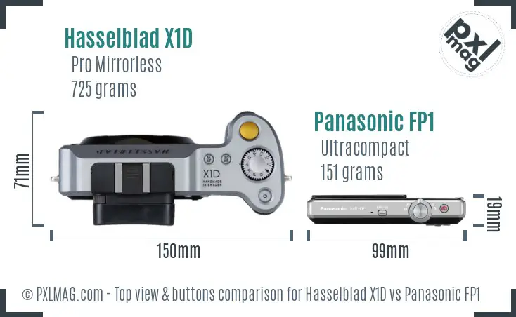 Hasselblad X1D vs Panasonic FP1 top view buttons comparison